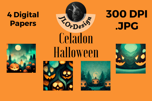 4 Celadon Halloween Digital Papers: A Design Asset Guide