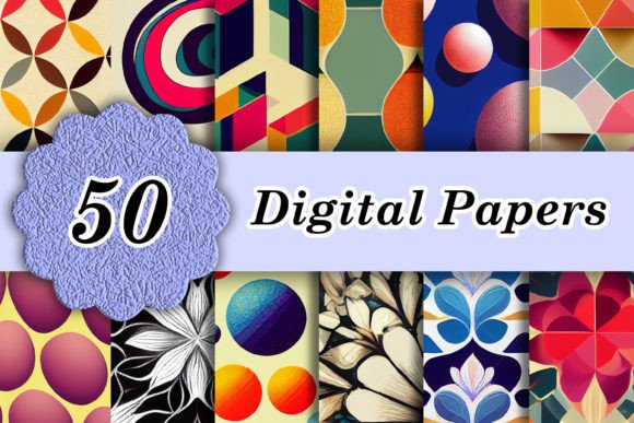 50 Abstract Patterns Digital Papers for Modern Design