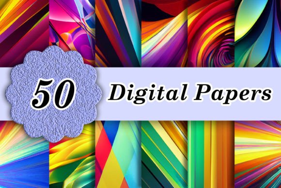 50 Abstract Rainbow Light Digital Papers: A Design Asset Guide