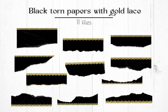 Black Torn Papers with Gold Laces: Elevate Your Design Projects