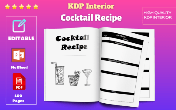 Cocktail Recipe Journal | KDP Interiors: A Creative Asset for Your Publishing Business