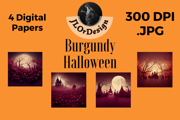 Elevate Your Autumn Projects with Burgundy Halloween Digital Papers