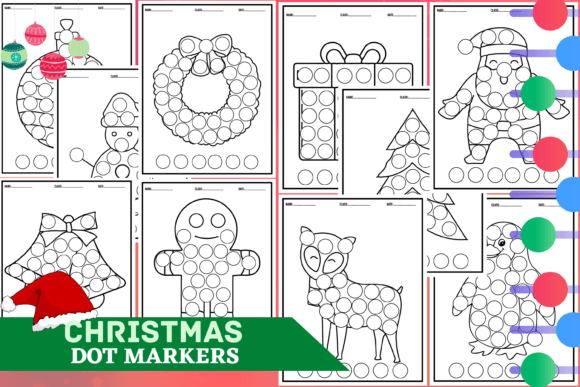Festive Fun: Christmas Dot Markers Coloring Pages for Kids