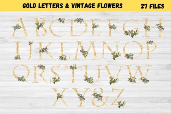 Gold Foil Letters with Vintage Flowers: A Designer's Resource