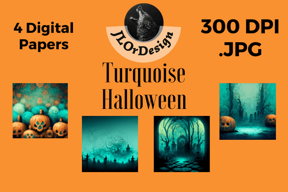 Styling Halloween with Turquoise: 4 Unique Digital Papers